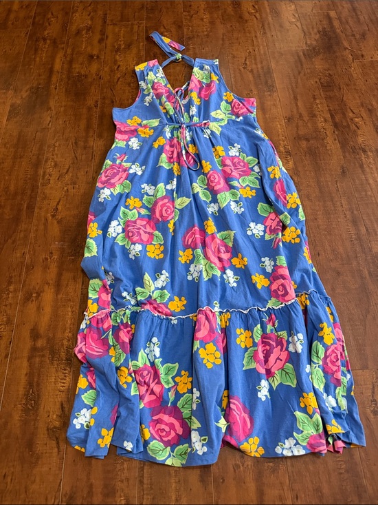 Matilda Jane Dresses & Skirts - Matilda Jane Blue Floral Halter Maxi Dress with Pink & Yellow Blooms
